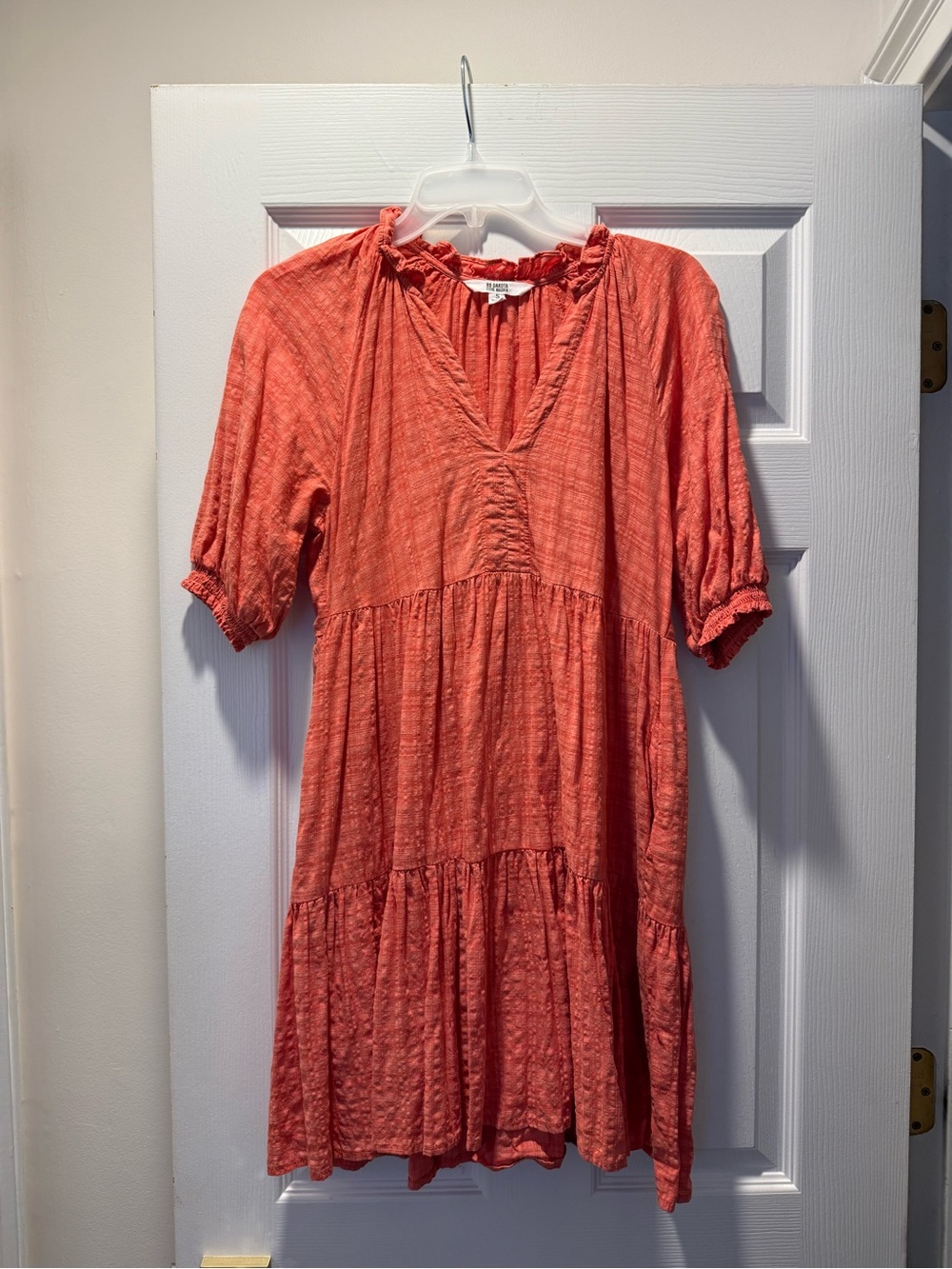 BB Dakota Coral Tiered V-Neck Mini Dress